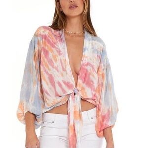 YOUNG FABULOUS & BROKE
Carmen Tie Dye Blouse In Multi Sz Medium (GUC)